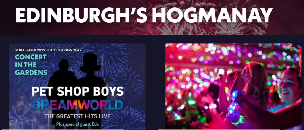 A screenshot of Edinburgh's Hogmanay Celebrations - showcases Concert in the gardens 
