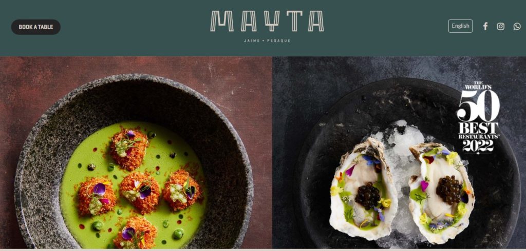 A photograph of alluring food from the website of the winning restaurant Mayta, Peru