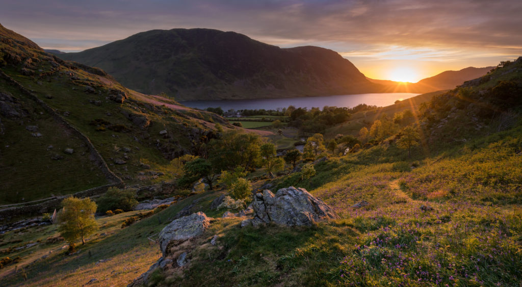 Crummock Water as seen from Riverdale - views of water, mountains and greenery in Lake District 