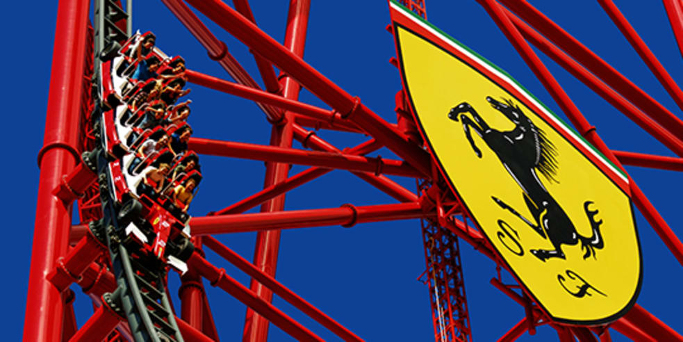 A theme park ride at Ferrari Land in PortAventura, Spain